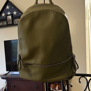 Just fab Olive Green Leather Backpack